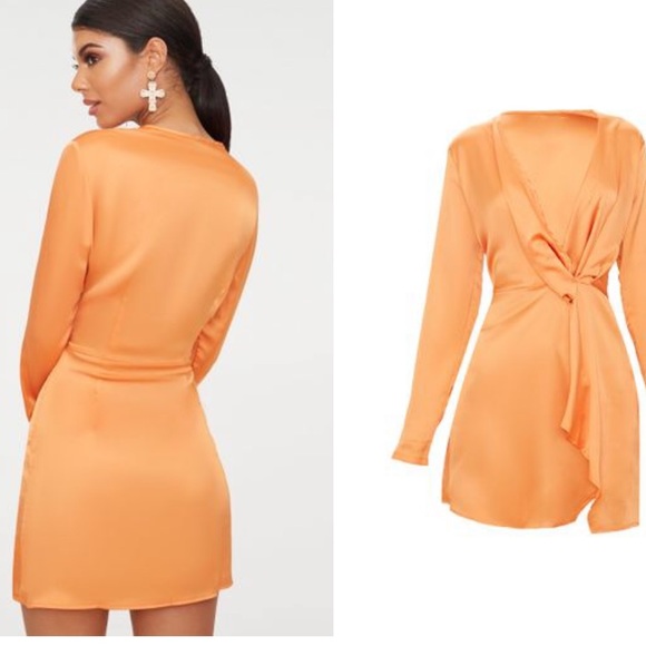 tangerine satin dress
